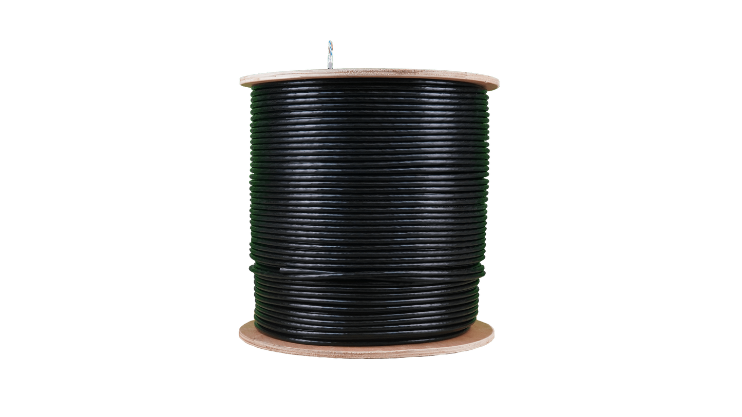 Acconet CAT5 UV Outdoor Ethernet Cable 500m Black Solid Copper SF/TP Pull Box | CAT5U-500-SC