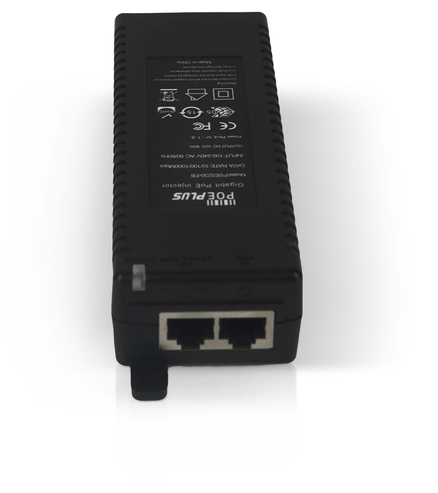 Gigabit Power over Ethernet (PoE) Injector. 48V, 0.575A, Passive, 30W