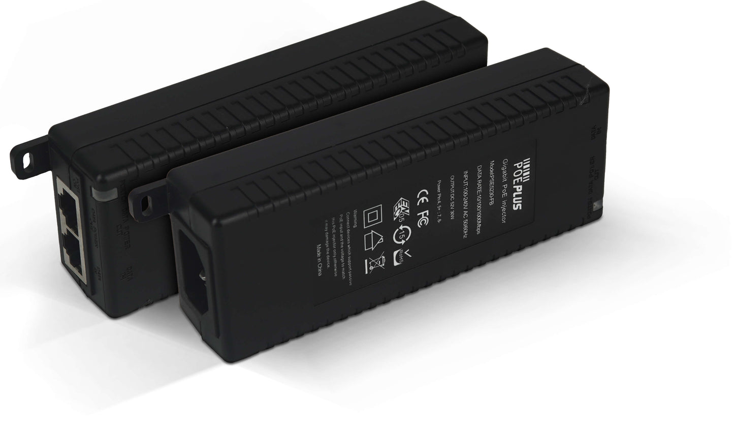 Gigabit Power over Ethernet (PoE) Injector. 48V, 0.575A, Passive, 30W