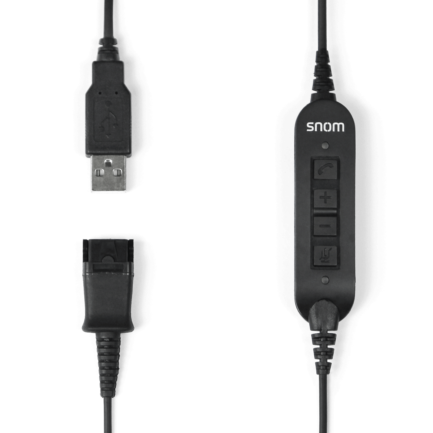 Snom USB Quick Release Adapter for A100M, A100D and PC - Integrated volume and call buttons.