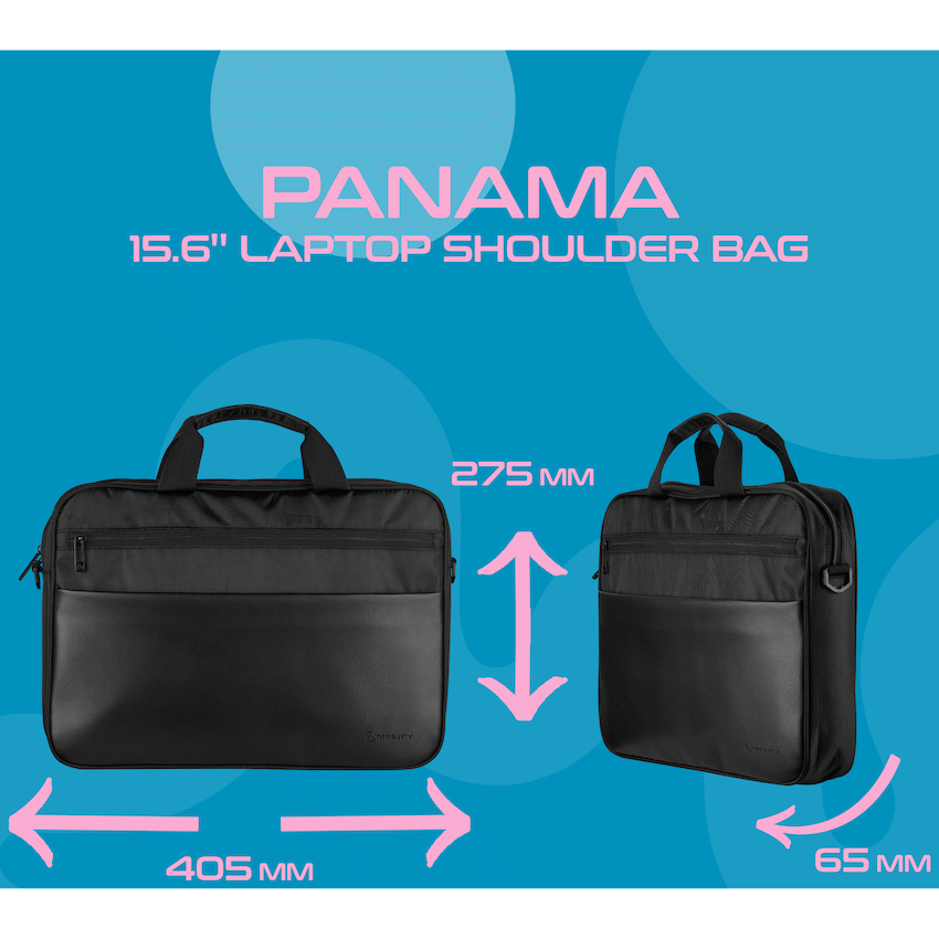 Amplify Panama 15.6" Laptop Shoulder Bag - Black - Guards On Duty Shop & Security Guards