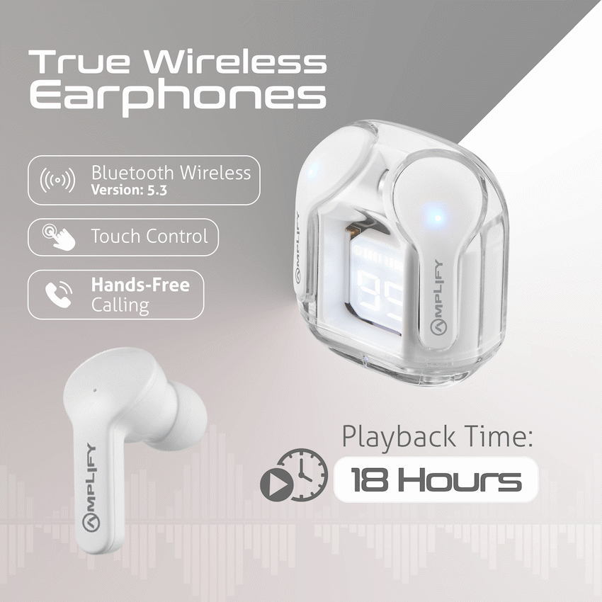 Amplify Lumina Series TWS Earphones - White - Guards On Duty Shop & Security Guards