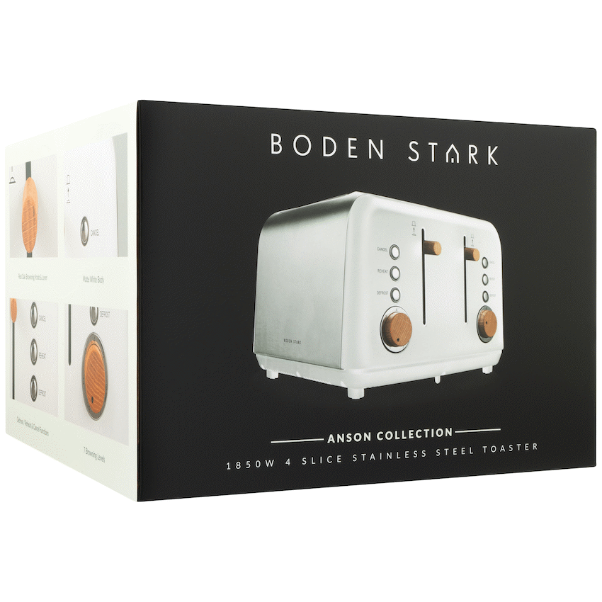 Boden Stark Anson Collection 4 Slice SS Toaster White - Guards On Duty Shop & Security Guards