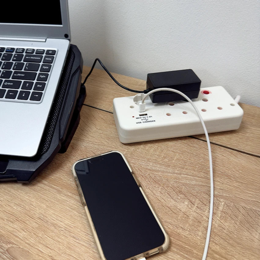 Ellies 4-Way Medium Surge Multiplug with USB-A+USB-C 0.5m