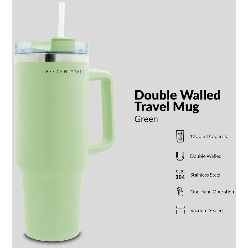 Boden Stark 1200ml Travel Mug Green - Guards On Duty Shop & Security Guards