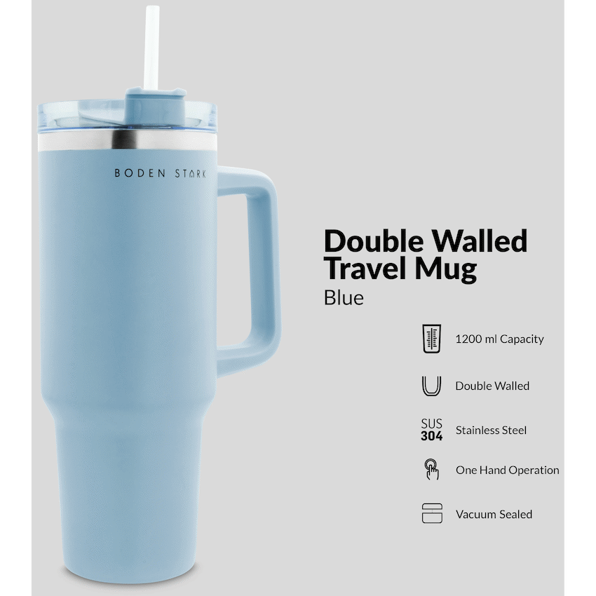 Boden Stark 1200ml Travel Mug - Blue - Guards On Duty Shop & Security Guards