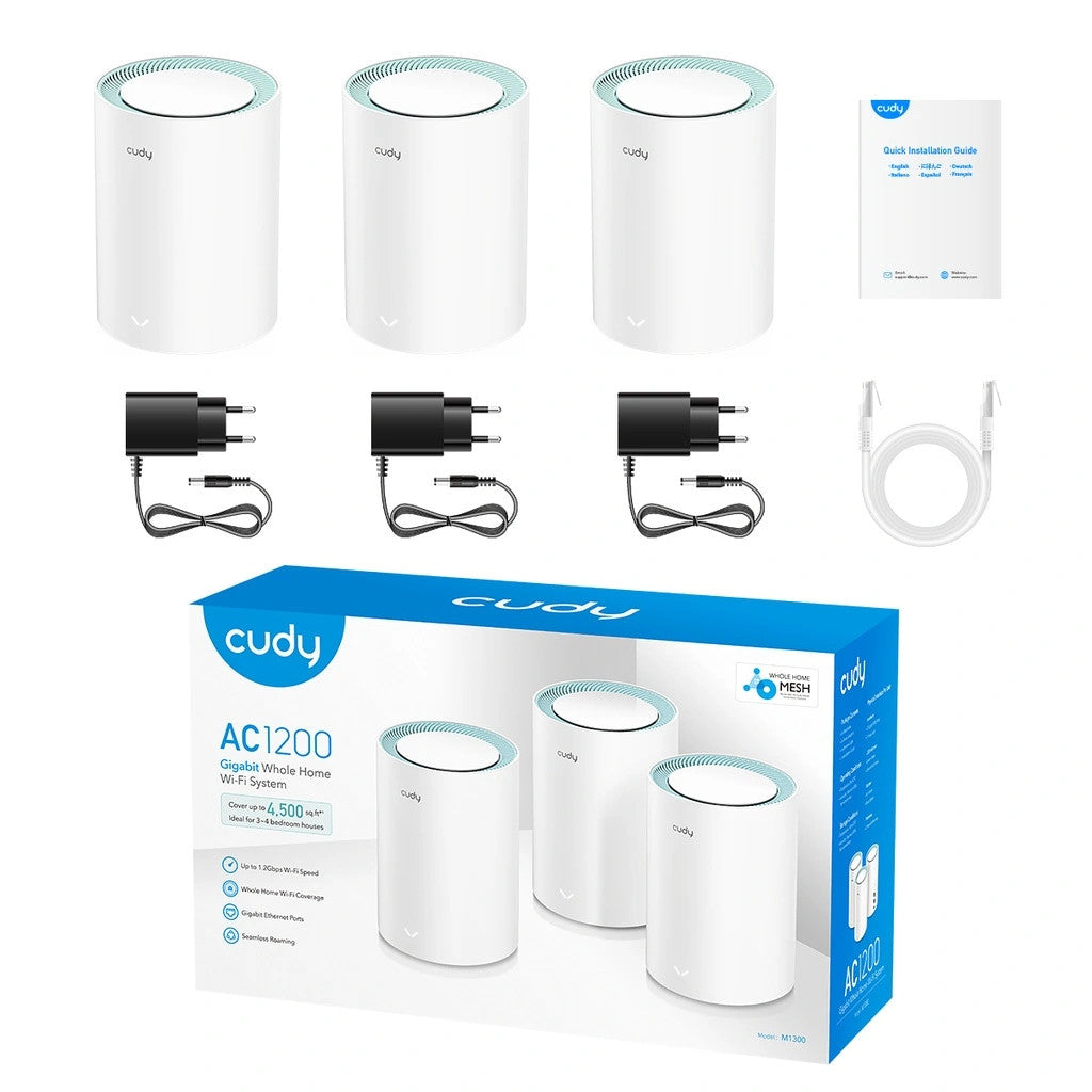 Cudy Dual Band 1200Mbps WiFi 5 Gigabit Mesh 3 Pack | M1300 (3-Pack)