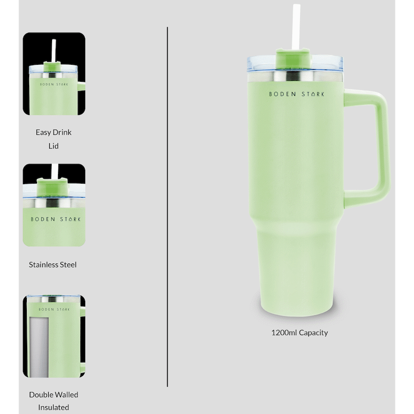 Boden Stark 1200ml Travel Mug Green - Guards On Duty Shop & Security Guards