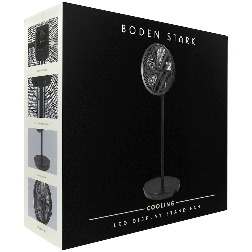 Boden Stark LED Display Stand Fan - Black - Guards On Duty Shop & Security Guards