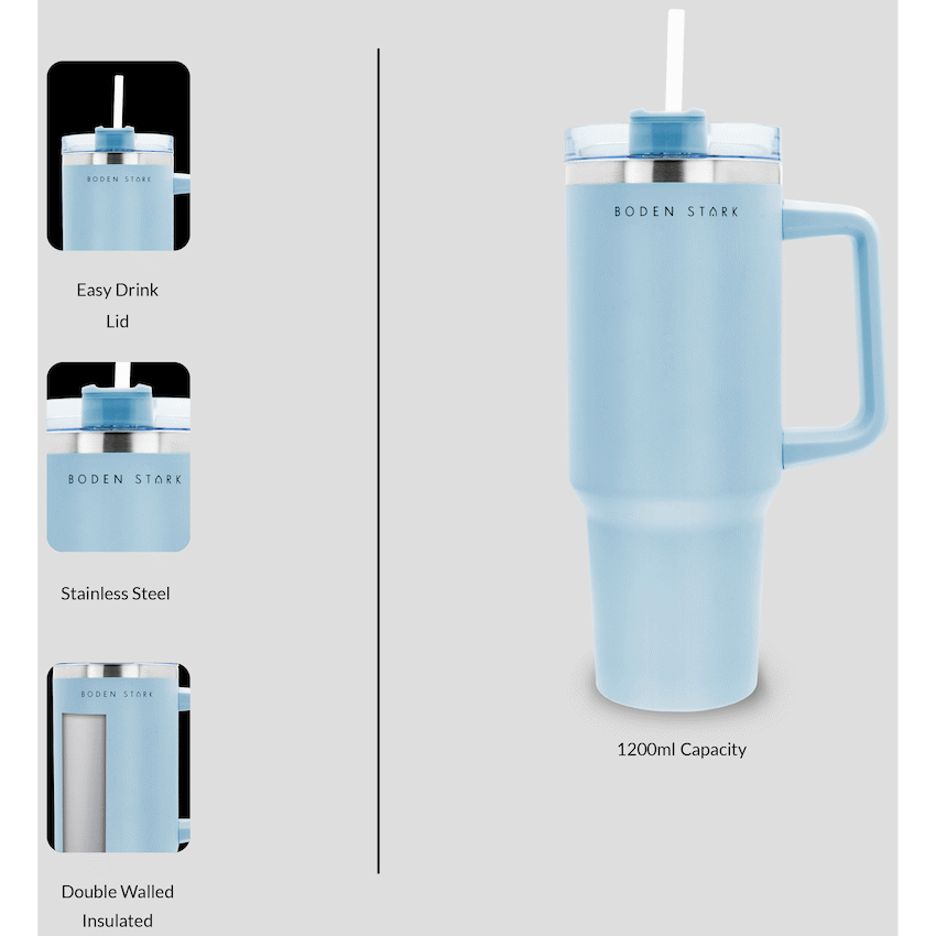 Boden Stark 1200ml Travel Mug - Blue - Guards On Duty Shop & Security Guards