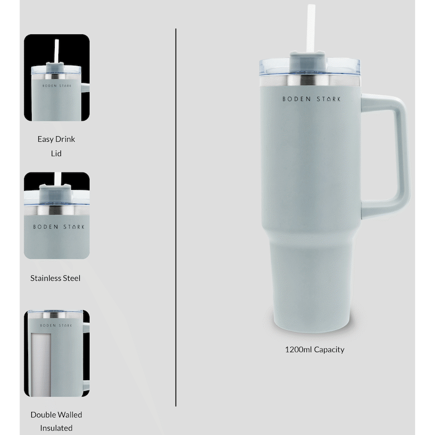 Boden Stark 1200ml Travel Mug - Grey - Guards On Duty Shop & Security Guards