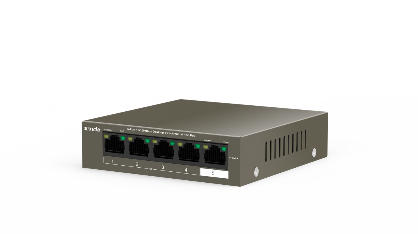 Tenda 5-Port Gigabit Desktop Switch 4-Port PoE | TEG1105P-4-63W