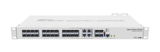 MikroTik Cloud Router Switch CRS328-4C-20S-4S+RM, 20x SFP cages, 4x SFP+ cages, 4x Combo ports (1x Gb LAN or SFP), RouterOS L5 or SwitchOS (dual boot), 1U rackmount case, Dual PSU