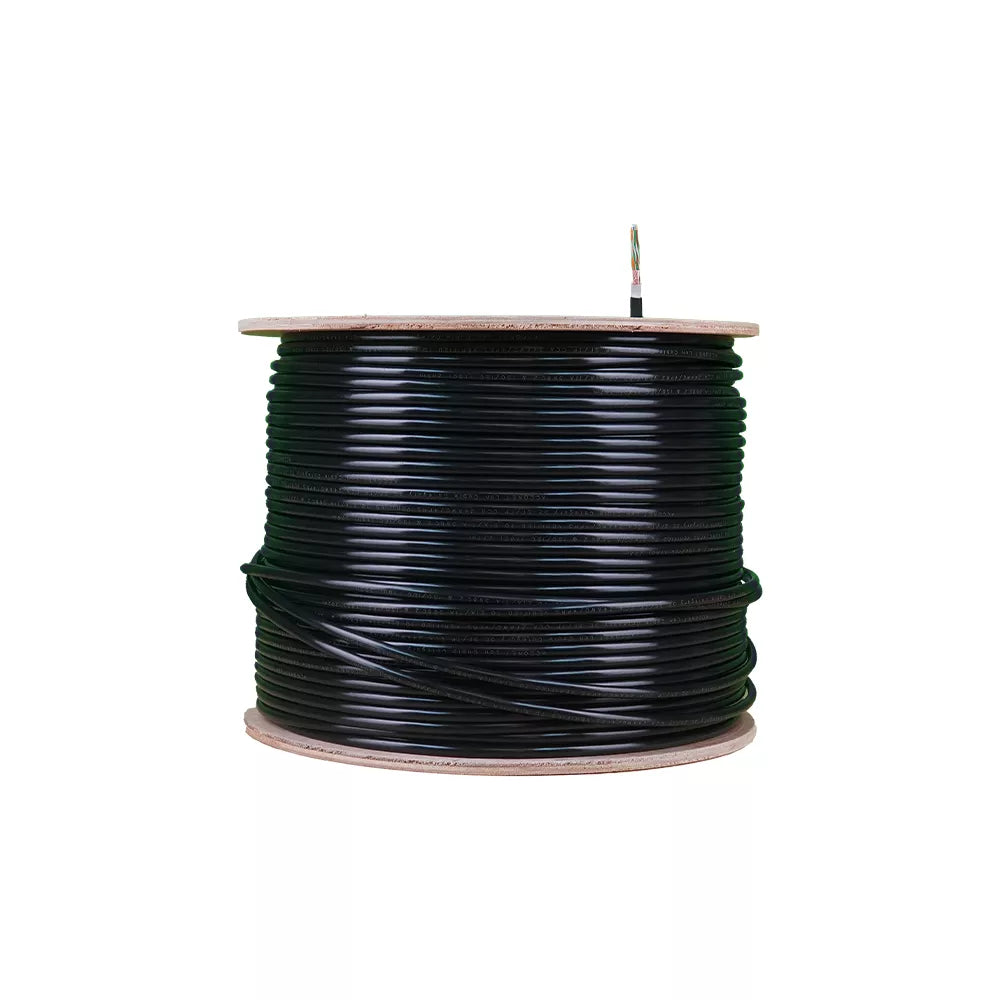 Essential CAT6 UV Outdoor Ethernet Cable 305m Black Solid Copper SF/TP Pull Box | CAT6U-305-SC-GEN