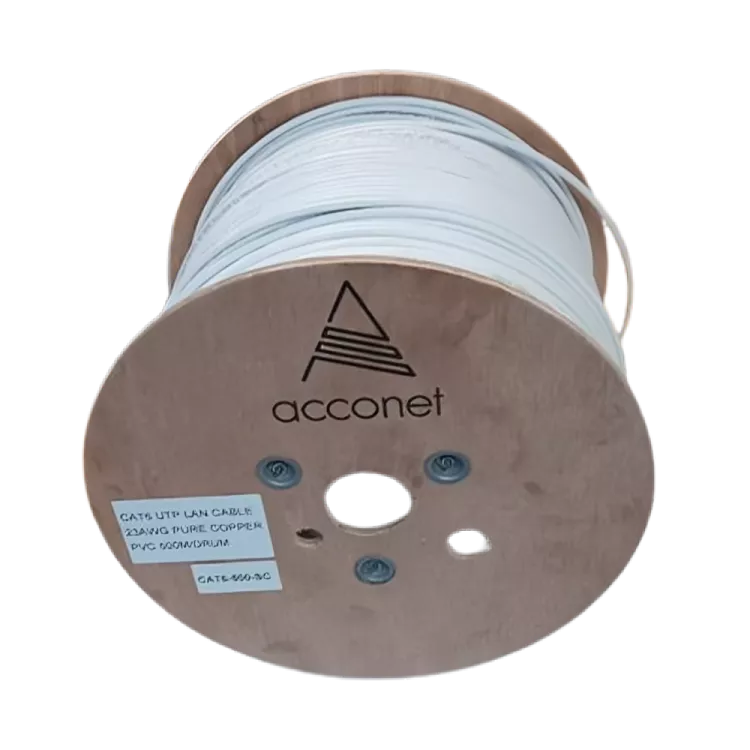 Acconet CAT6 Indoor Ethernet Cable 500m White Solid Copper UTP Roll | CAT6-500-SC