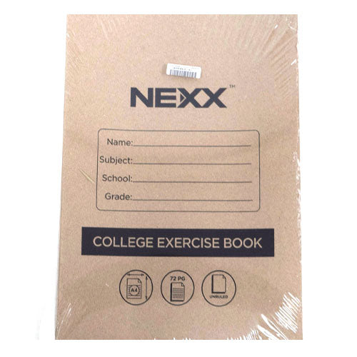 Nexx A4 College Exercise Book Unruled Book 72 Pages