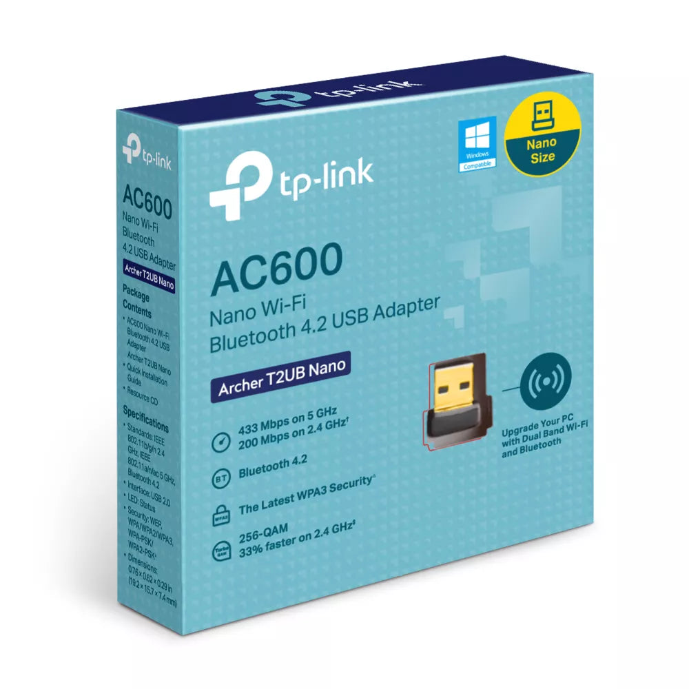 TP-Link AC600 Nano WiFi Bluetooth 4.2 USB Adapter | Archer T2UB Nano