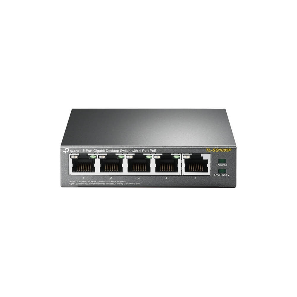 TP-Link 5-Port Gigabit Desktop Switch 4×PoE+ 65W 1×Gigabit RJ45 Steel Case Plug-and-Play