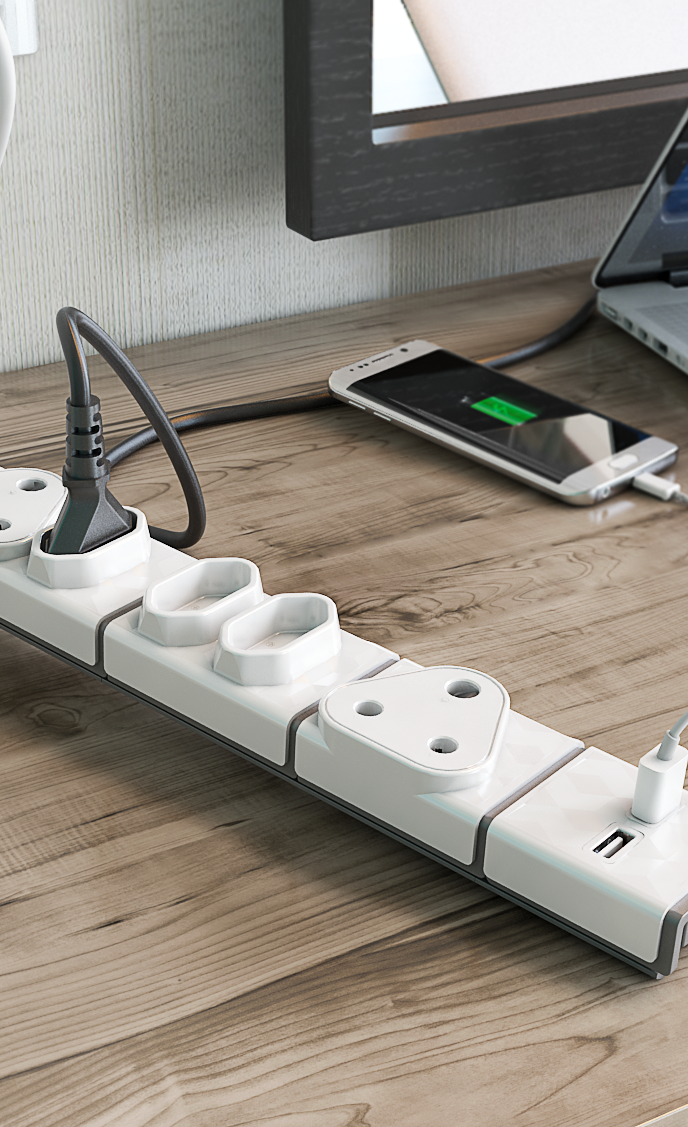 Allocacoc Power Combo - PowerStrip Module M Socket (x4) & PowerStrip Modular with FuseSwitch 1m Cable