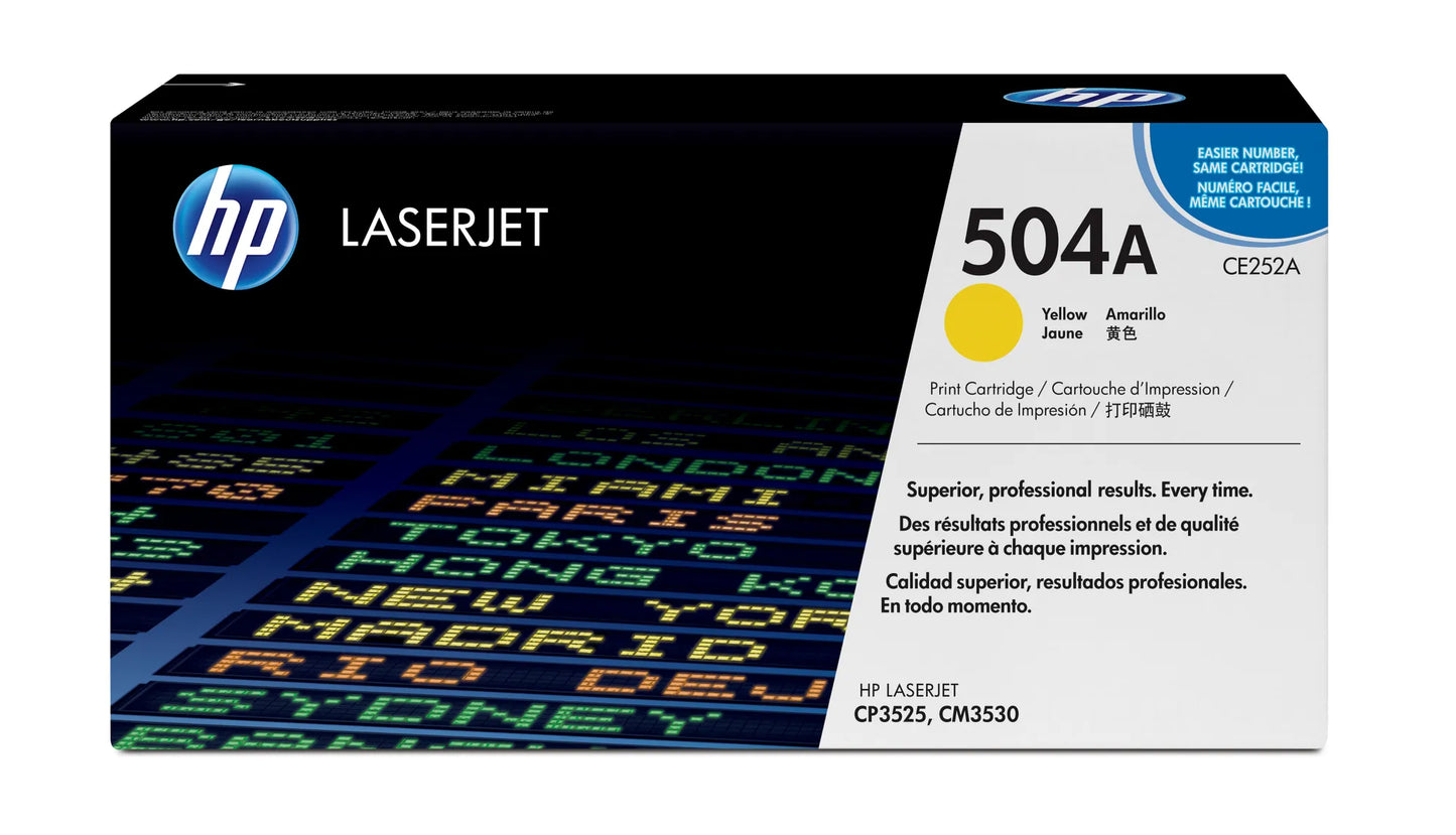 HP 504A CP3525/CM3530 MFP YELLOW PRINT TONER CARTRIDGE PRINTS APPROXIMATELY 7 000 PGS USING ISO/IEC 19798 YIELD STANDARD - Guards On Duty Shop & Security Guards