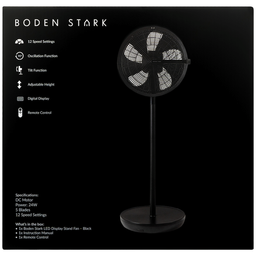 Boden Stark LED Display Stand Fan - Black - Guards On Duty Shop & Security Guards