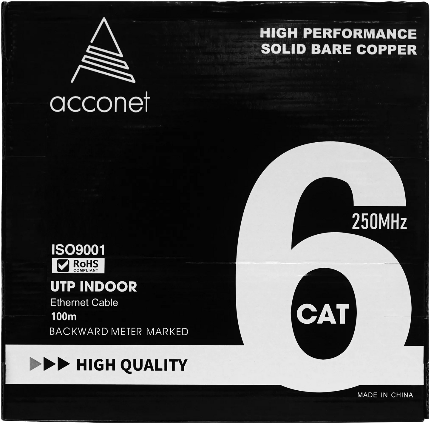 Acconet CAT6 Indoor Ethernet Cable 100m White Solid Copper UTP Pull Box | CAT6-100-SC