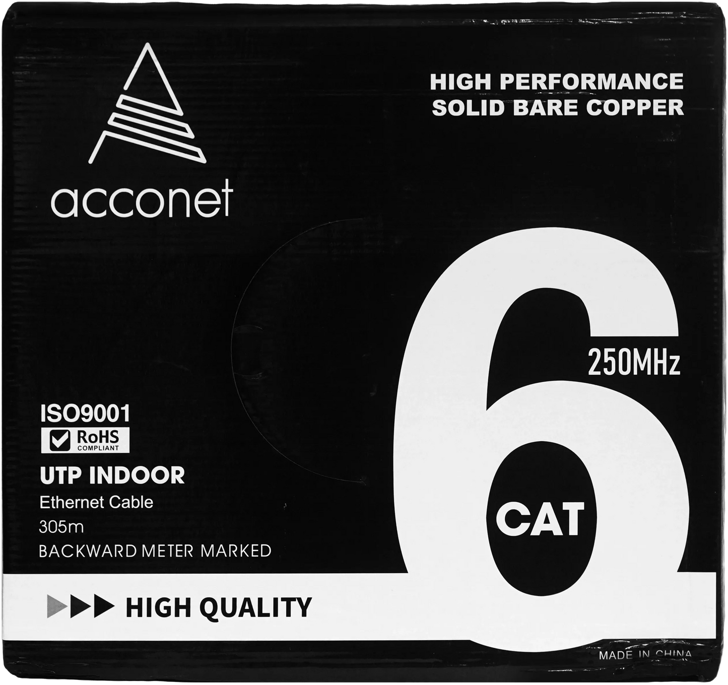 Acconet CAT6 Indoor Ethernet Cable 305m White Solid Copper UTP Pull Box | CAT6-305-SC