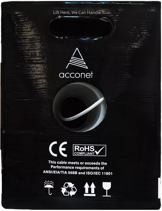 Acconet CAT6 Indoor Ethernet Cable 305m White Solid Copper UTP Pull Box | CAT6-305-SC