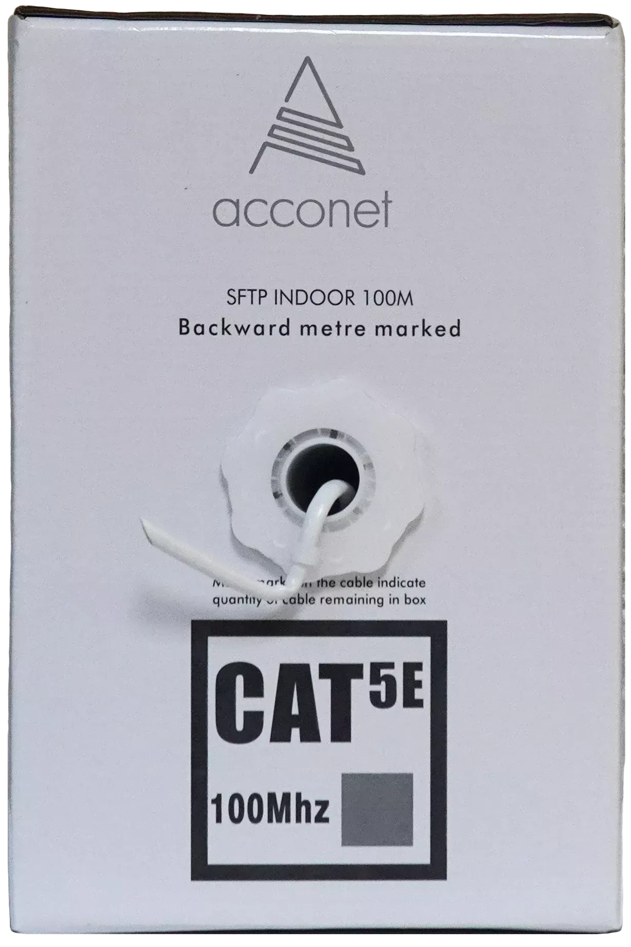Acconet CAT5e Indoor Ethernet Cable 100m White Solid Copper STP Pull Box | CAT5-100-SC-STP