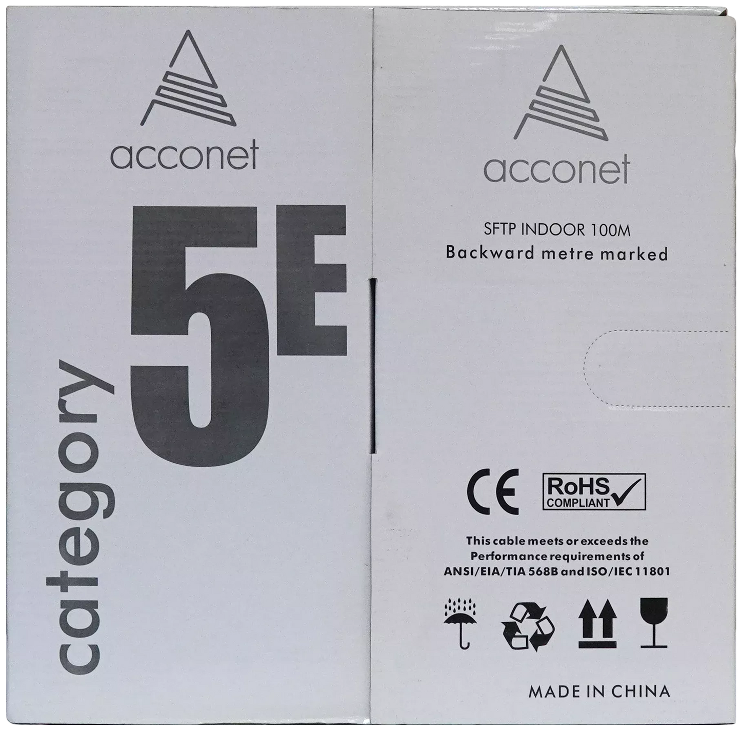 Acconet CAT5e Indoor Ethernet Cable 100m White Solid Copper STP Pull Box | CAT5-100-SC-STP