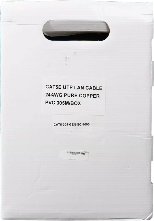 Essential CAT5e Indoor Ethernet Cable 305m Grey Solid Copper UTP Pull Box | CAT5-305-GEN-SC