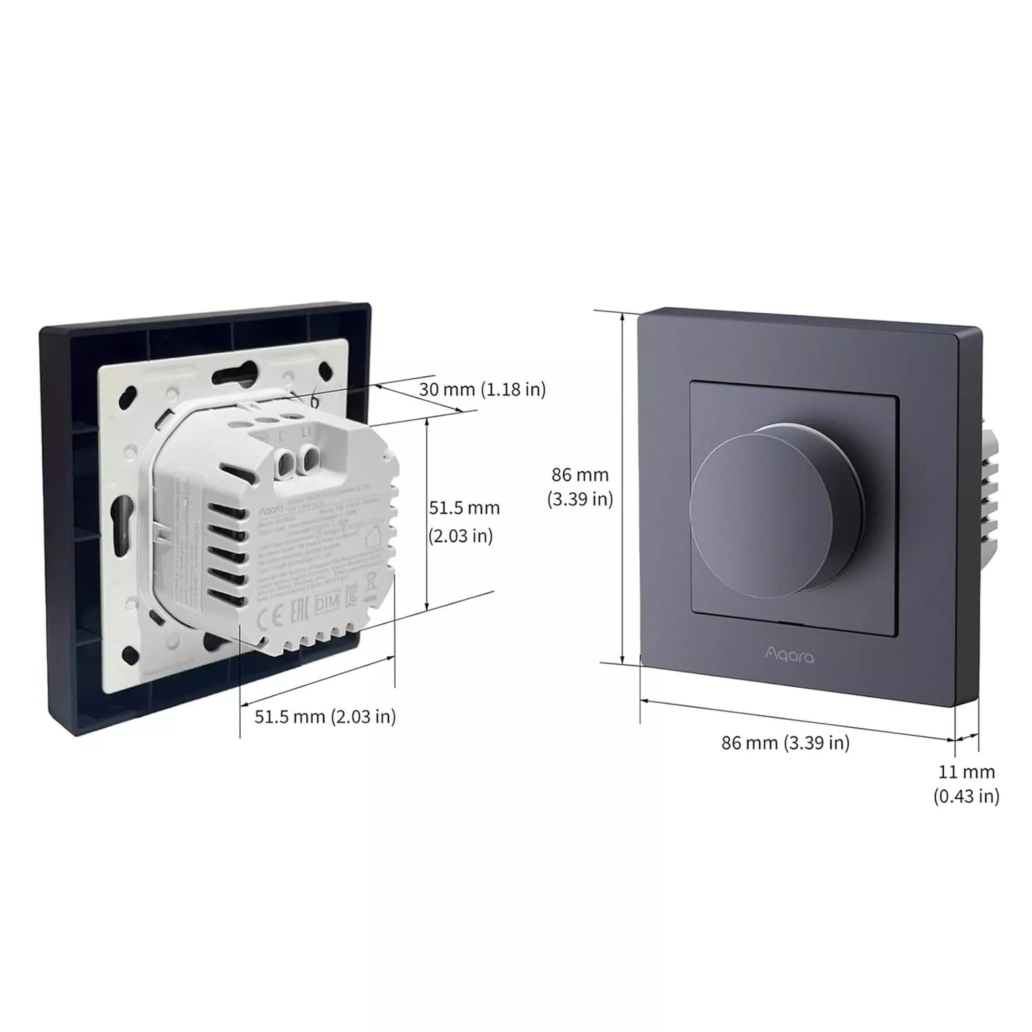 Aqara Dimmer Switch H2 EU 2 in 1 With Neutral & No Neutral (Grey) | AQ-CTRL-DIM-SW-WALL-G