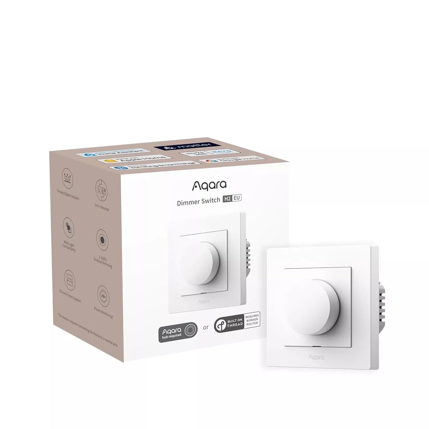 Aqara Dimmer Switch H2 EU 2 in 1 With Neutral & No Neutral (White)  | AQ-CTRL-DIM-SW-WALL-W