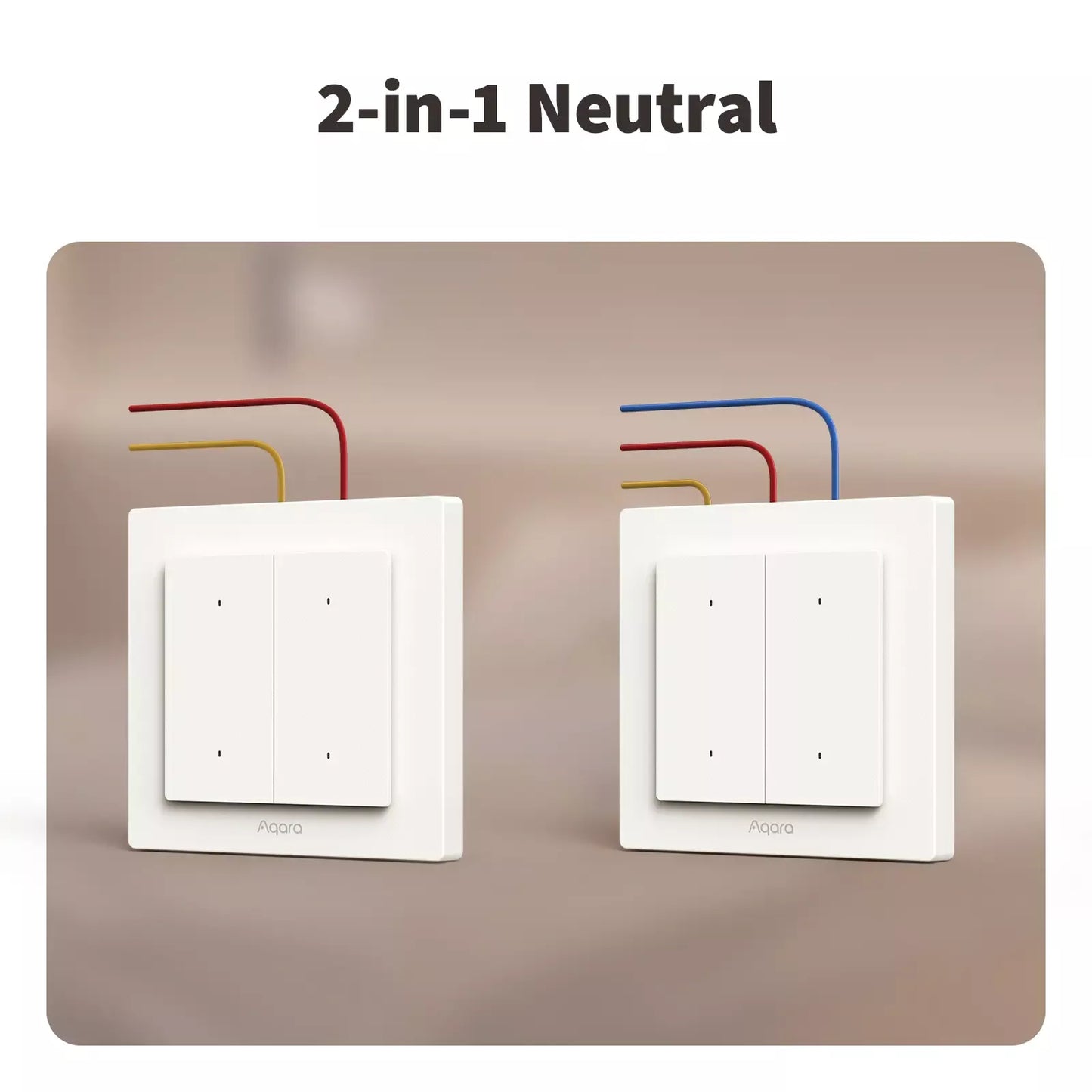 Aqara Light Switch H2 EU - 2 in 1 With Neutral & No Neutral (4 Buttons, 2 Channels) | AQ-CTRL-SW4-WALL