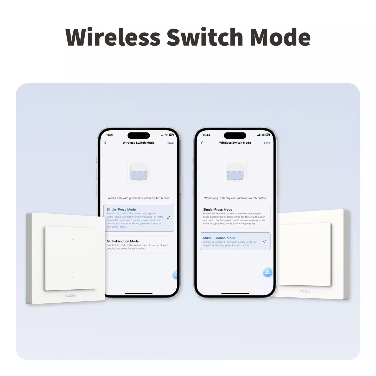 Aqara Light Switch H2 EU - 2 in 1 With Neutral & No Neutral (2 Buttons, 1 Channel) | AQ-CTRL-SW2-WALL