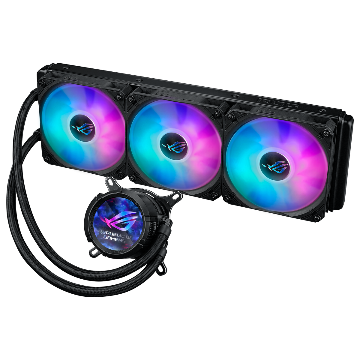 ASUS Cooler Water block:72x72x63mm. Block Material:Copper. Radiator:394x121x27 mm. Intel:LGA1700/1200/115x/1851. AMD:AM4/5
