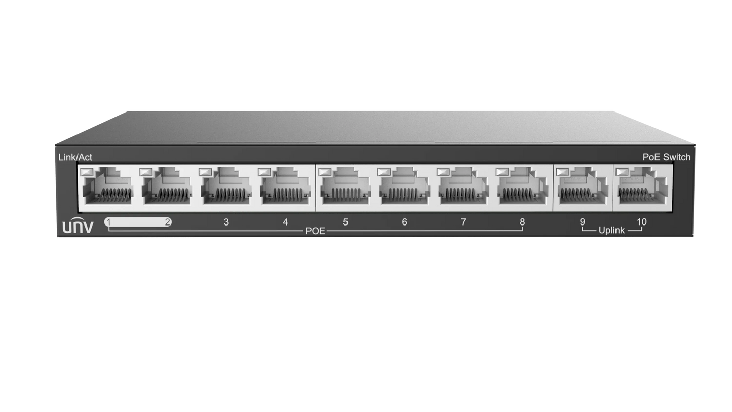 Uniview UNV 8-Port PoE Switch 88W with 2 Uplinks | NSW2020-10T-POE-IN