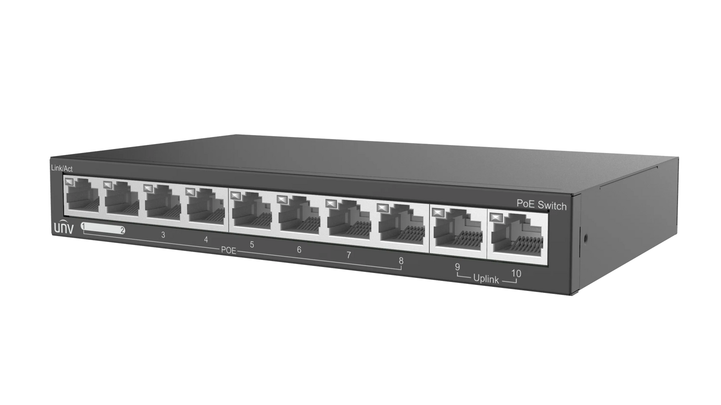 Uniview UNV 8-Port PoE Switch 88W with 2 Uplinks | NSW2020-10T-POE-IN
