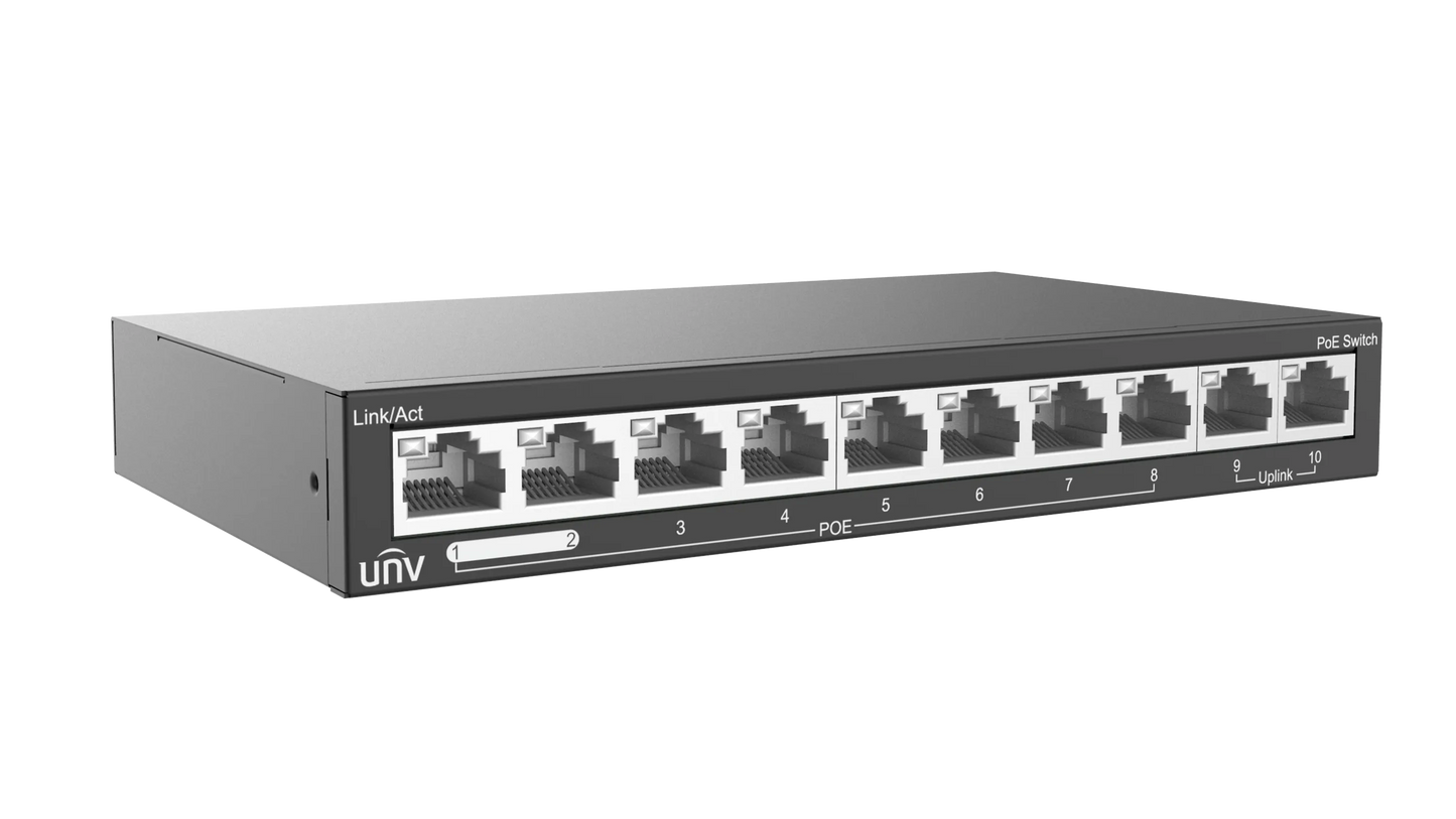 Uniview UNV 8-Port PoE Switch 88W with 2 Uplinks | NSW2020-10T-POE-IN