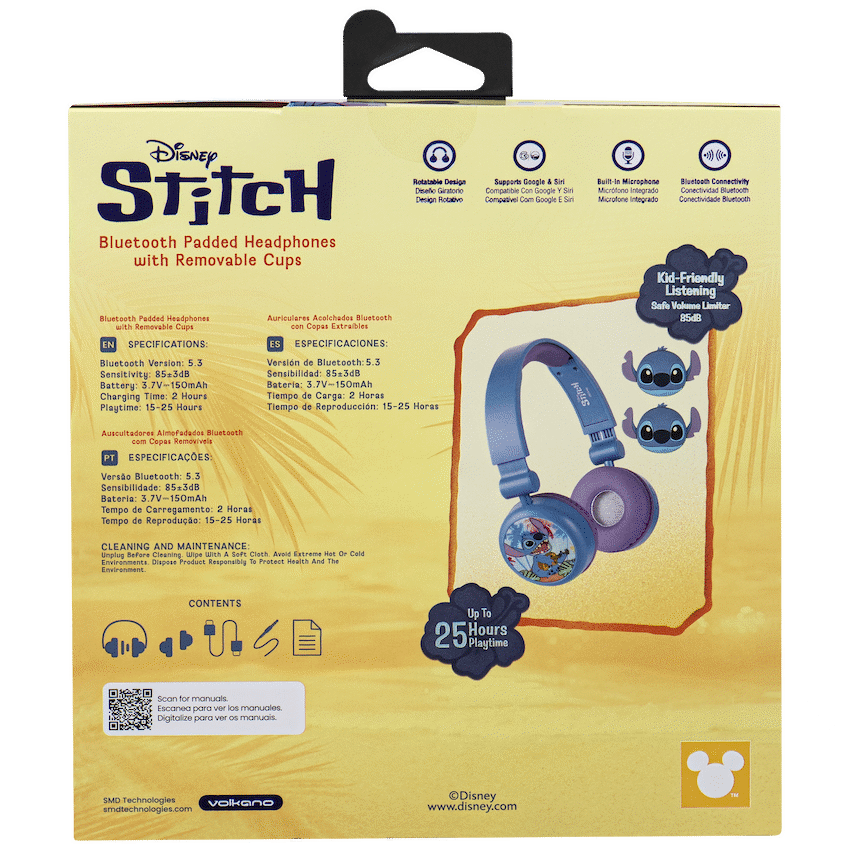 Stitch Bluetooth Padded Headphone with Removable Cups - Guards On Duty Shop & Security Guards