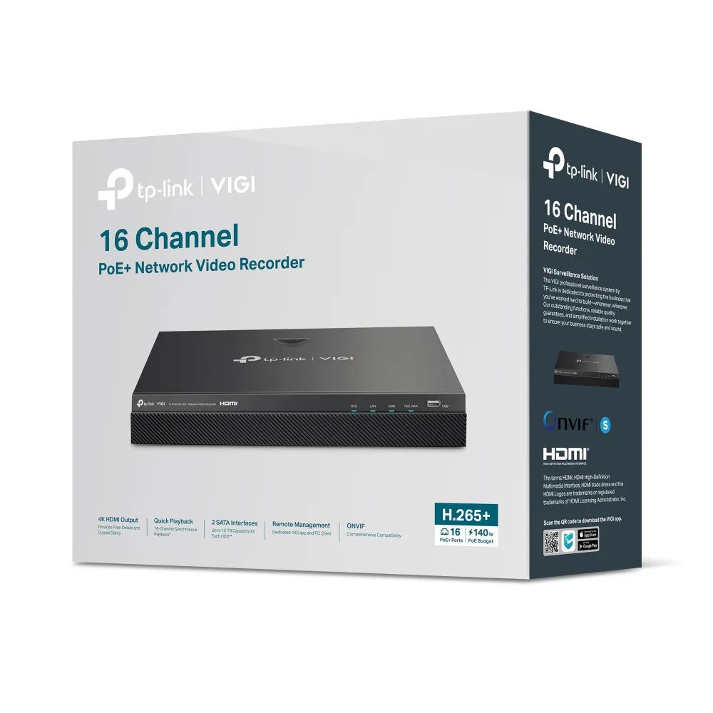 TP-Link VIGI 16-Channel PoE+ NVR with 4K HDMI | NVR2016H-16MP
