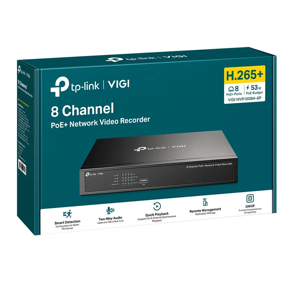 TP-Link VIGI NVR1008H 8-Channel 8MP PoE+ NVR | NVR1008H-8P