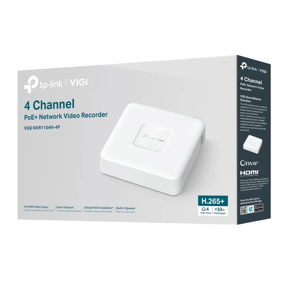 TP-Link VIGI 4-Channel PoE+ NVR | NVR1104H-4P