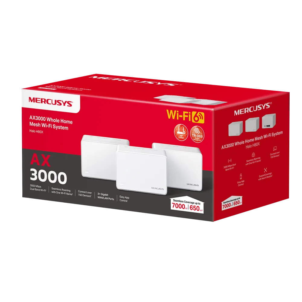 Mercusys Halo Wi-Fi 6 Mesh System (3-Pack) | MRC-HALO-H80X-3P