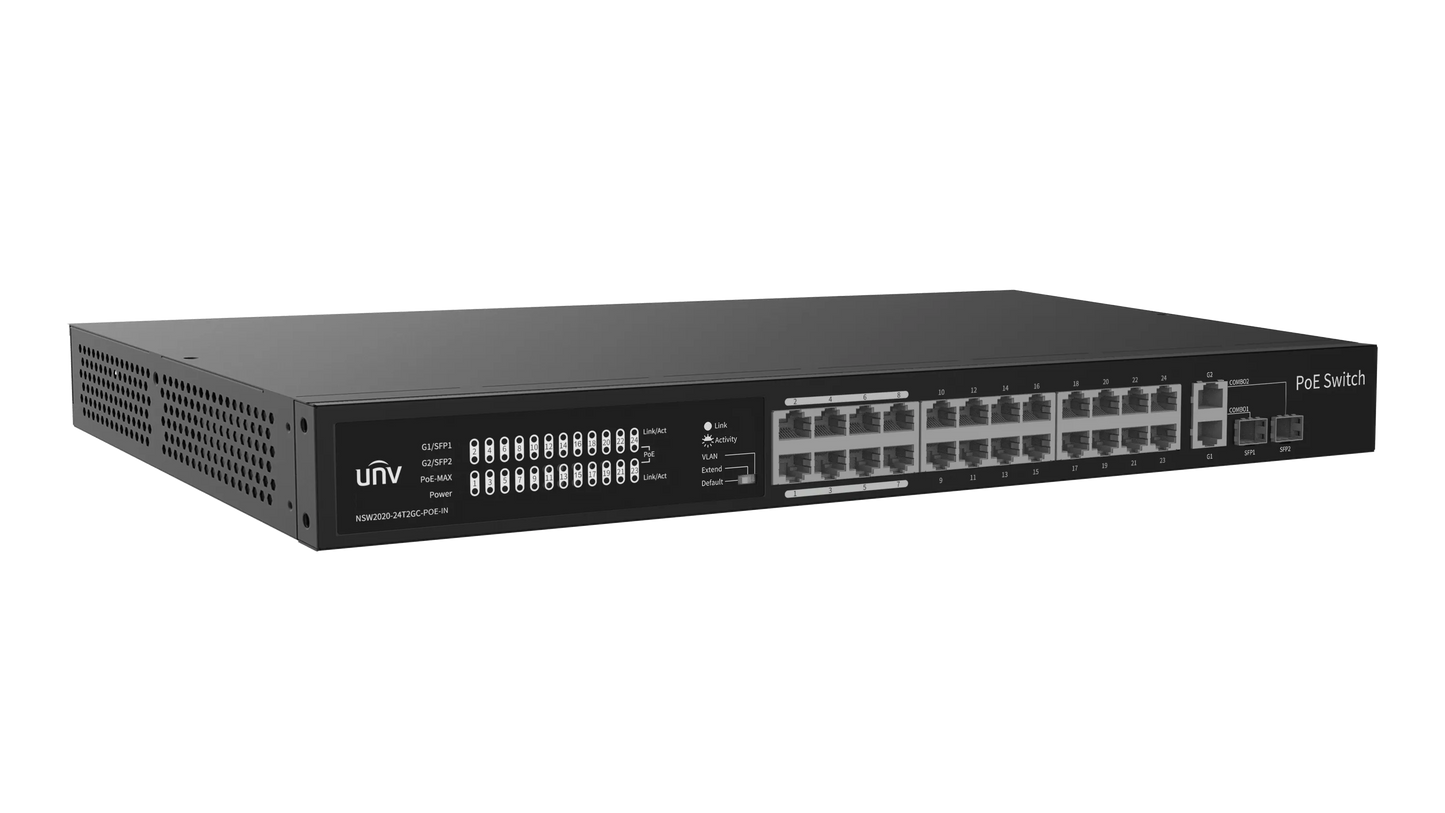 UNV - 24 x PoE Ports, 2 x Combo Ports, MAX Capacity 370W, 30W Per Port