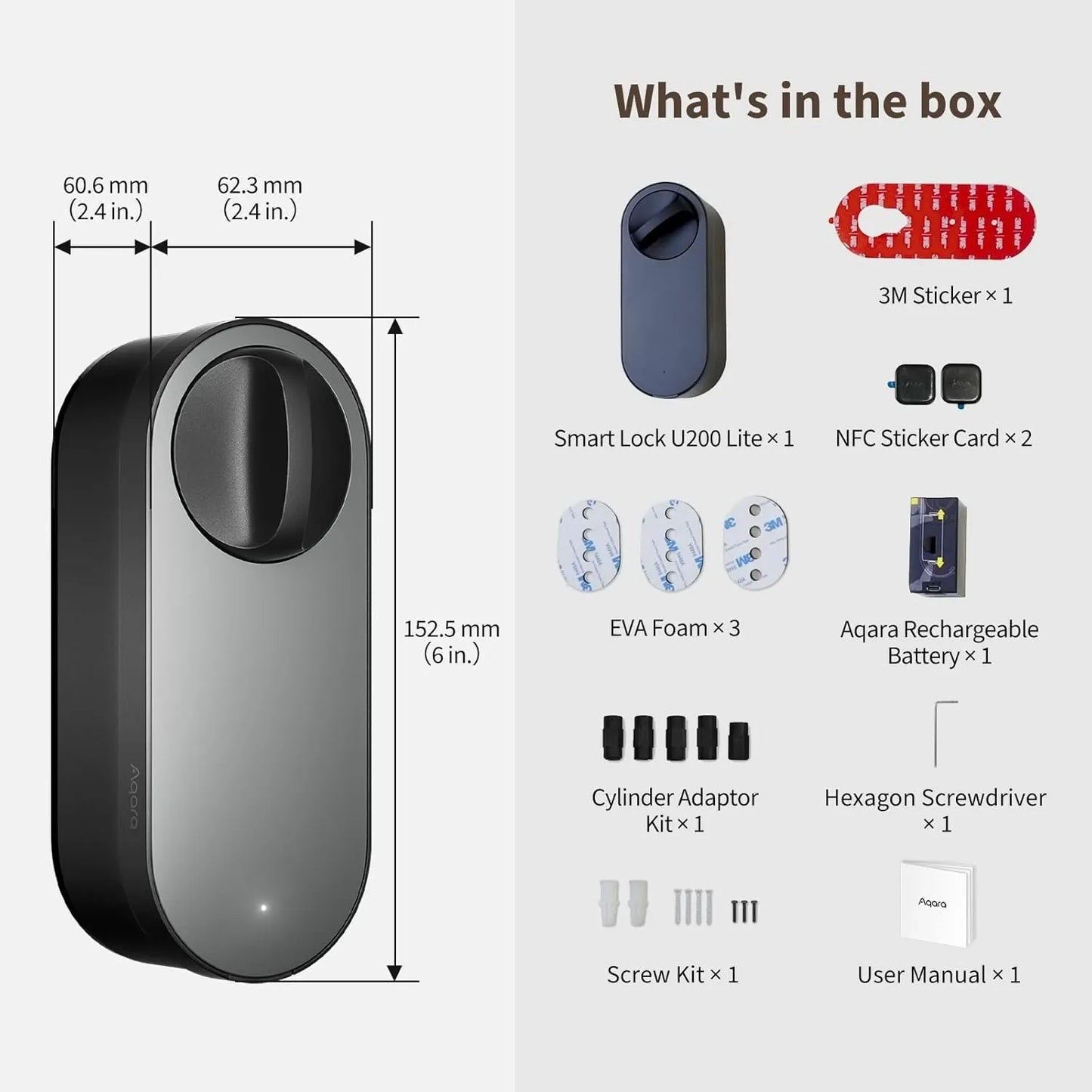 Aqara U200 Lite Matter Retrofit Smart Lock Kit |  EL-D03D-BLACK
