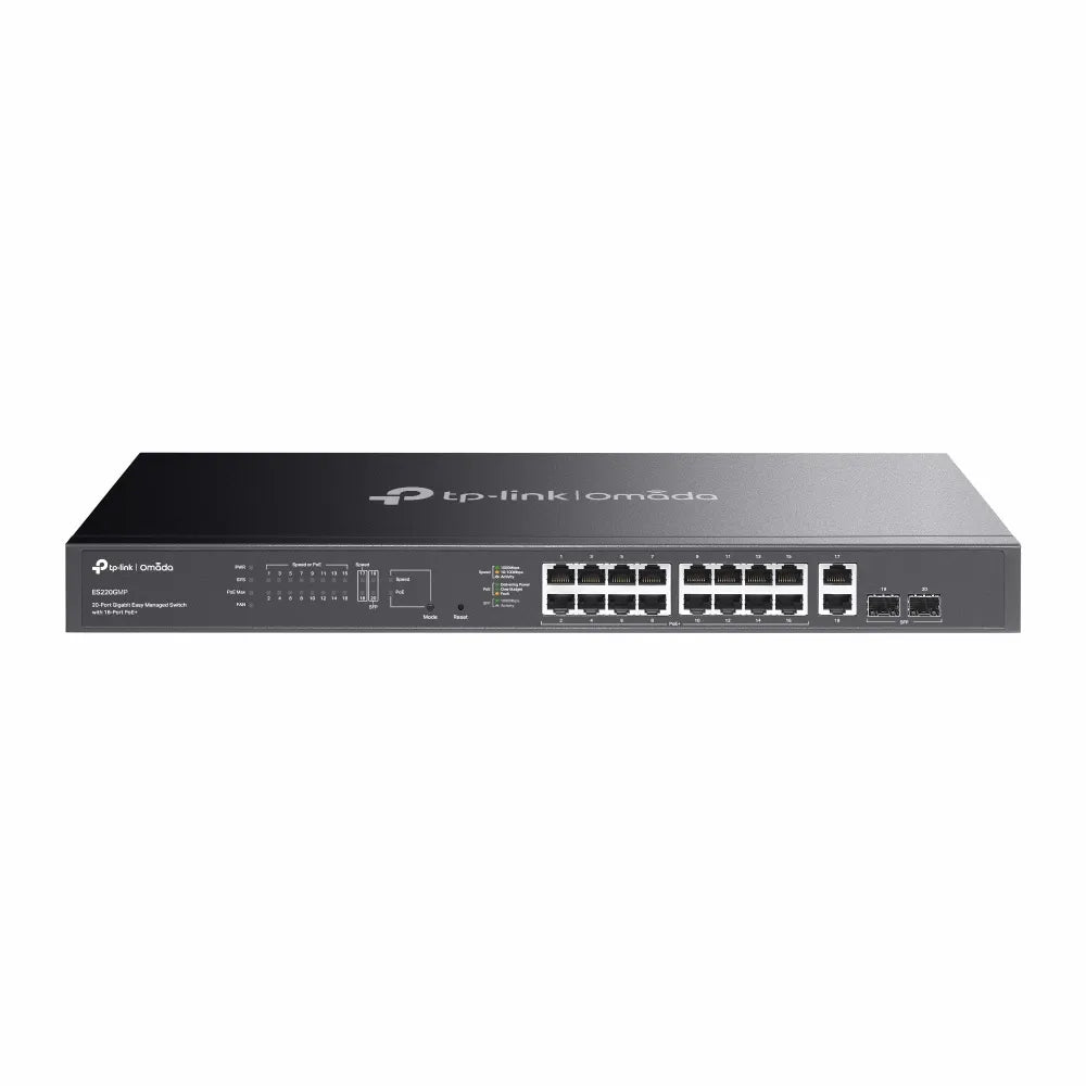 TP-Link Omada 20-Port Gigabit PoE+ Switch 16×1G PoE+ 2×1G RJ45 2×1G SFP 250W 1U Rackmount
