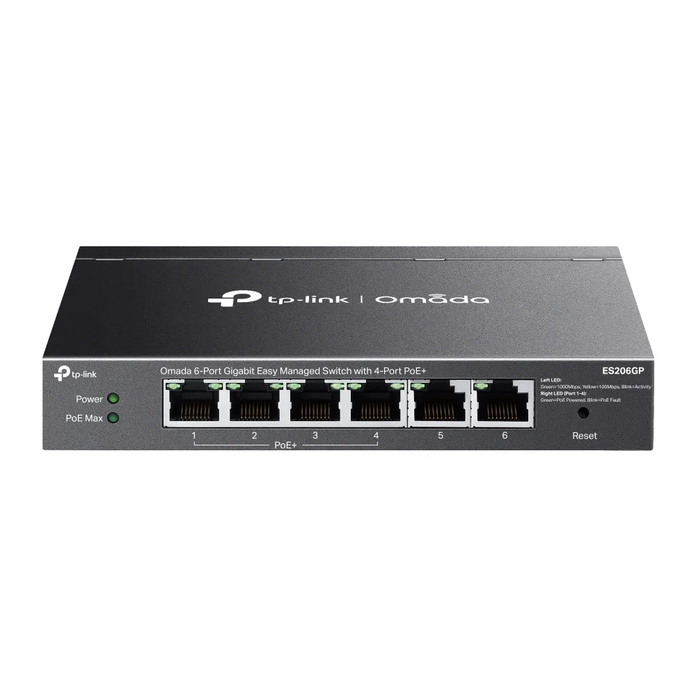 TP-Link Omada 6-Port Gigabit PoE+ Switch 4×1G PoE+ 2×1G RJ45 65W Fanless Desktop SDN Managed