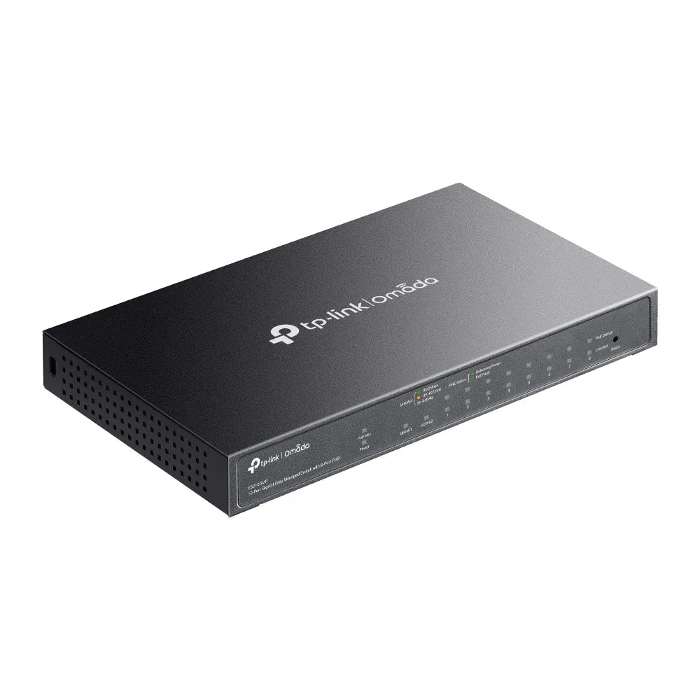 TP-Link Omada 10-Port Gigabit PoE+ Switch 8×1G PoE+ 1×1G RJ45 1×RJ45/SFP 123W Fanless