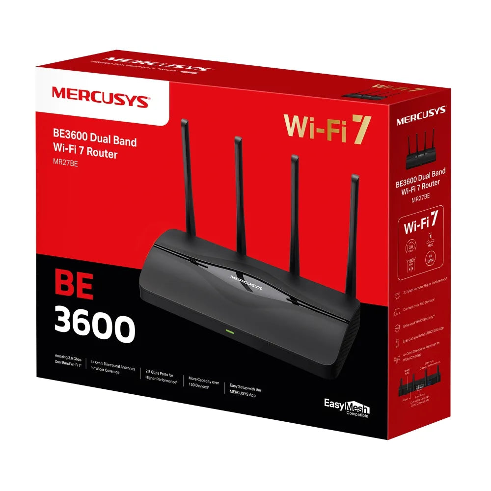 Mercusys BE3600 Dual-Band Wi-Fi 7 Router | MR27BE